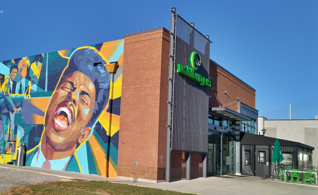 mural on wahlburgers in huntsville